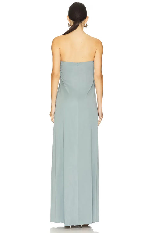 Robe de soirée longue élégante, coupe colonne, sans bretelles et dos ouvert