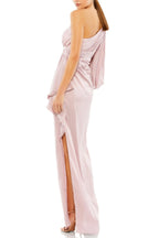 Graceful Sheath One Shoulder Draped Sleeve Zipper Back Floor Length Evening Dress