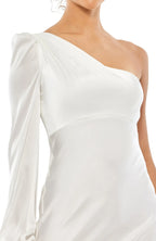 Graceful Sheath One Shoulder Long Sleeve Open Back Floor Length Evening Dress