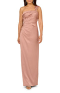 Graceful Sheath One Shoulder Sleeveless Ruched Back Floor Length Evening Dress