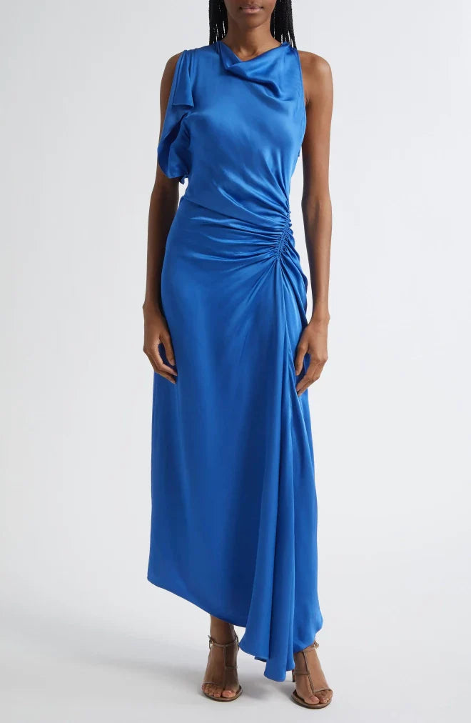 Graceful Sheath One Shoulder Sleeveless Zipper Back Floor Length Evening Dress