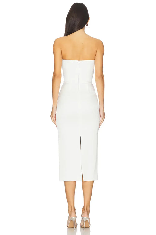Élégante Robe Fourreau Longueur Midi Bustier Sans Manches Avec Fermeture Éclair Dans Le Dos Pour Soirée