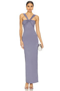Graceful Sheath Twist Neck Sleeveless Square Back Floor Length Evening Dress