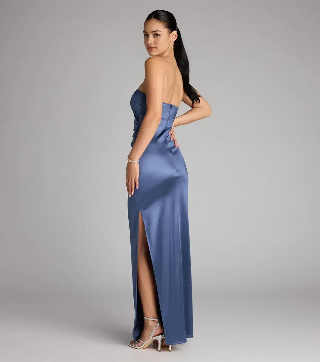 Graceful Trumpet Strapless Sleeveless Open Back Floor Length Prom Dress