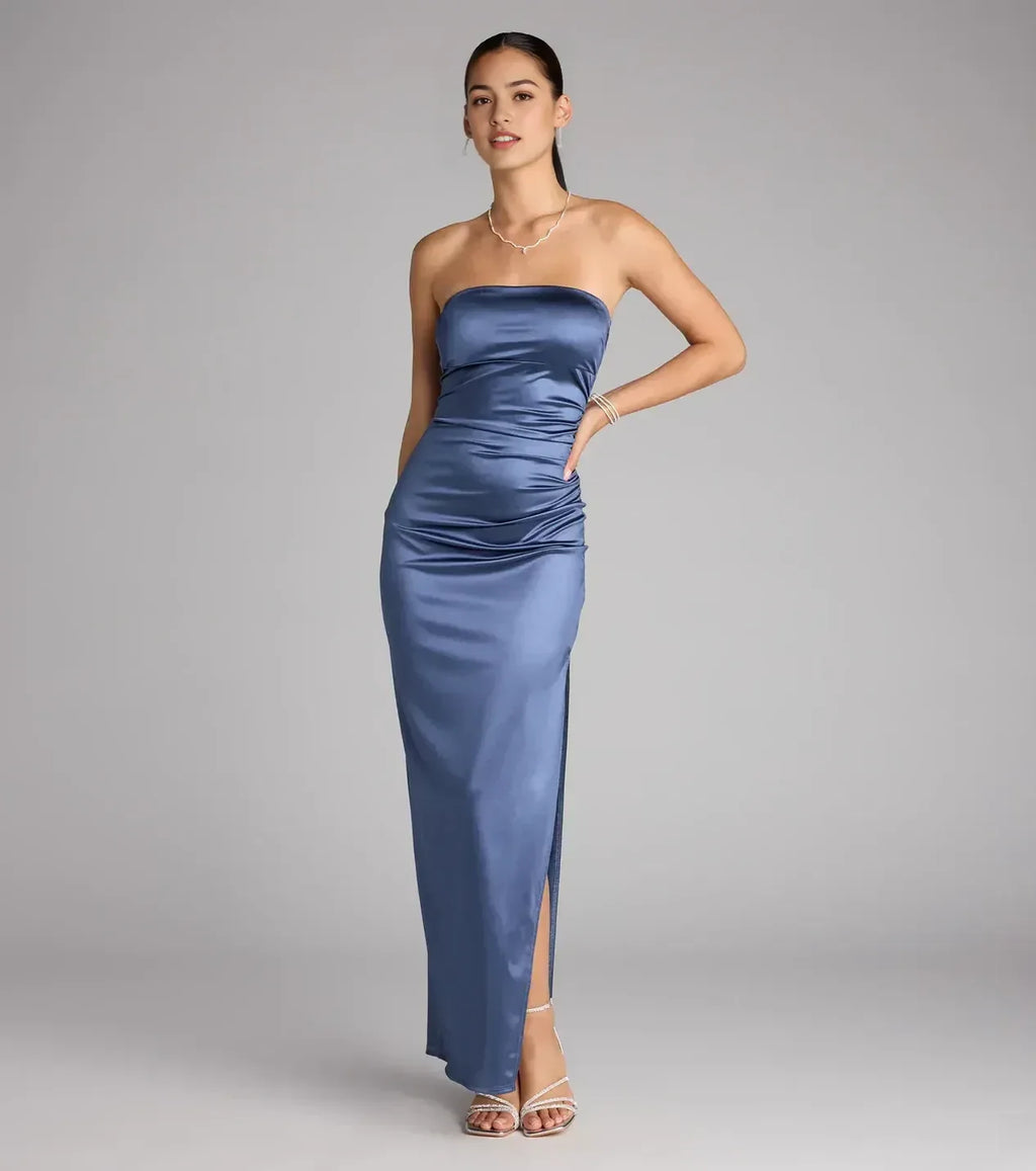 Graceful Trumpet Strapless Sleeveless Open Back Floor Length Prom Dress