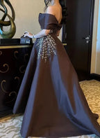 Graceful A-Line Off-The-Shoulder Sleeveless Pleated Floor-Length Prom Dress