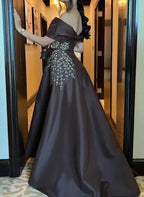Graceful A-Line Off-The-Shoulder Sleeveless Pleated Floor-Length Prom Dress