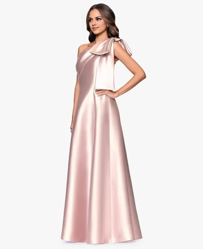 Graceful A-Line One Shoulder Sleeveless Pleated Floor-Length Prom Dress