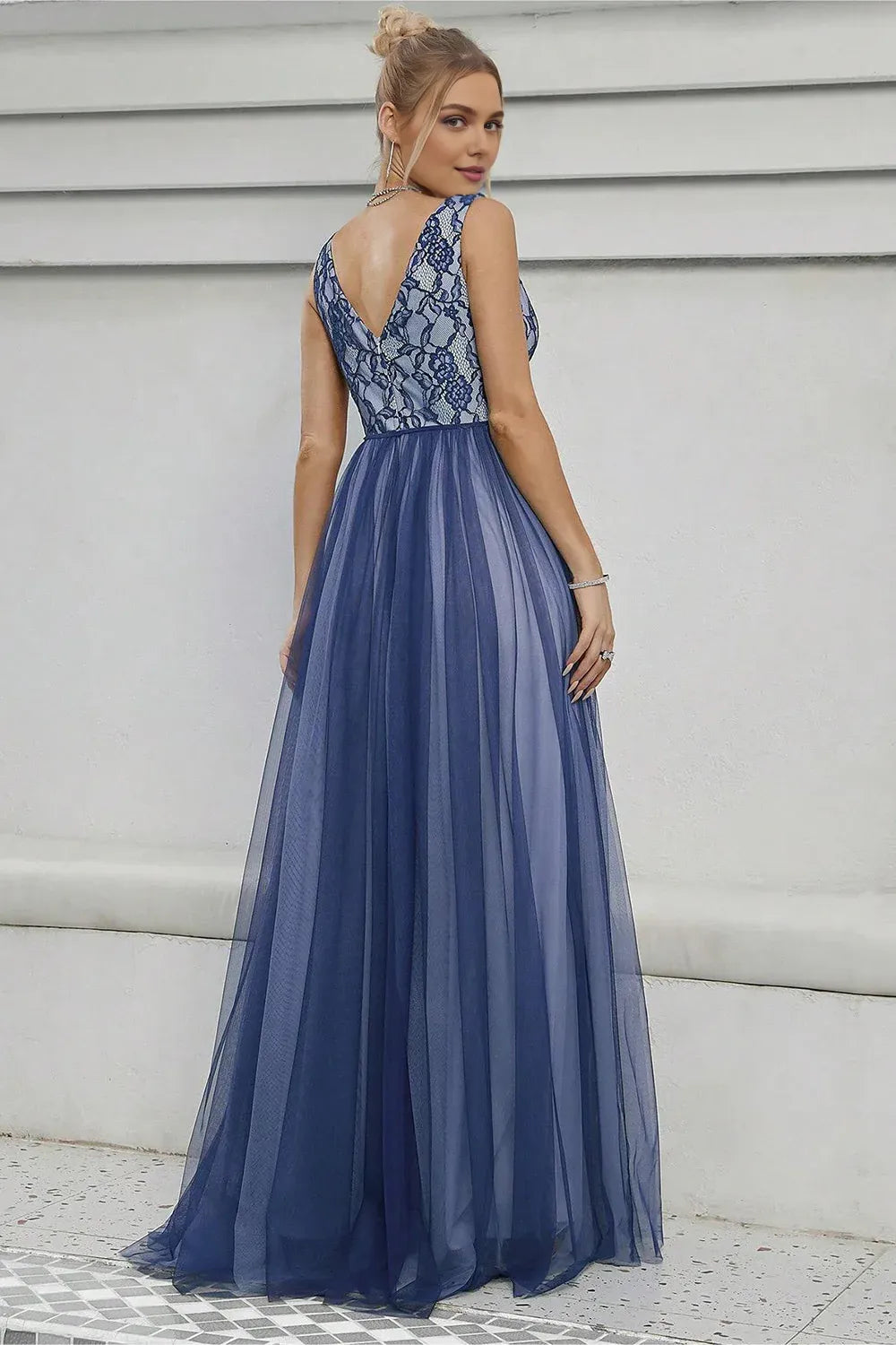 Graceful A-Line V-Neck Sleeveless Floor-Length Prom Dress