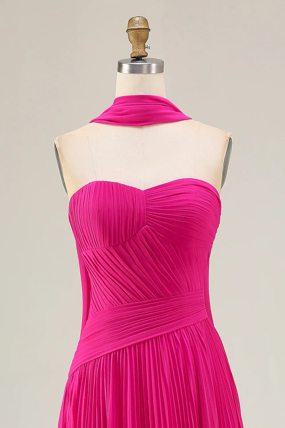 Graceful A Line Strapless Sleeveless Pleated Floor-Length Prom Dress