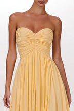 Graceful A Line Strapless Sleeveless Zipper Up Pleated Floor-Length Prom Dress