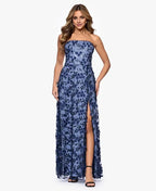 Graceful Mermaid Strapless Sleeveless 3D Flower Floor Length Prom Dress
