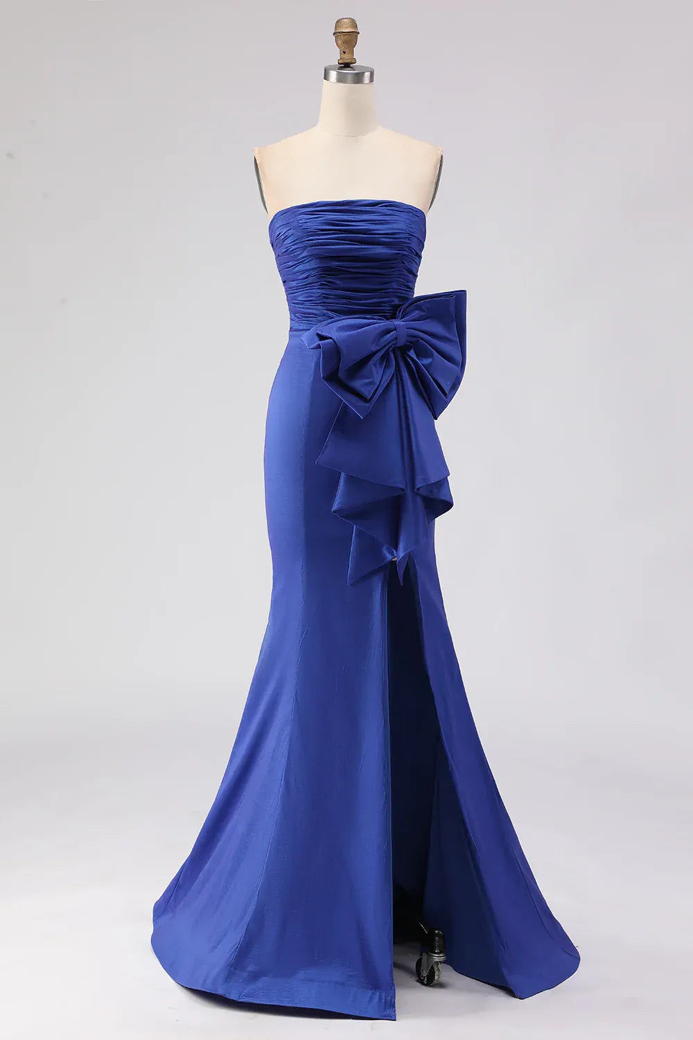 Graceful Mermaid Strapless Sleeveless Ruched Floor-Length Prom Dress