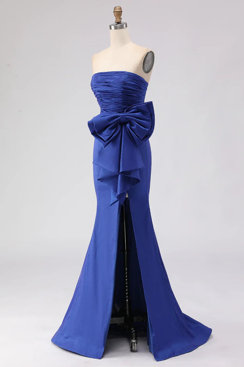 Graceful Mermaid Strapless Sleeveless Ruched Floor-Length Prom Dress