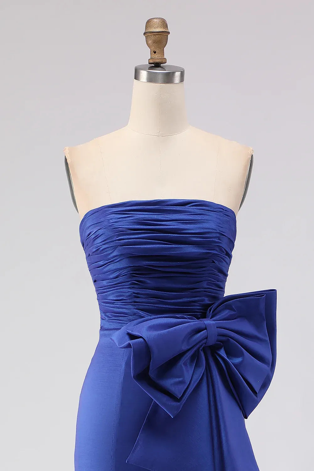 Graceful Mermaid Strapless Sleeveless Ruched Floor-Length Prom Dress