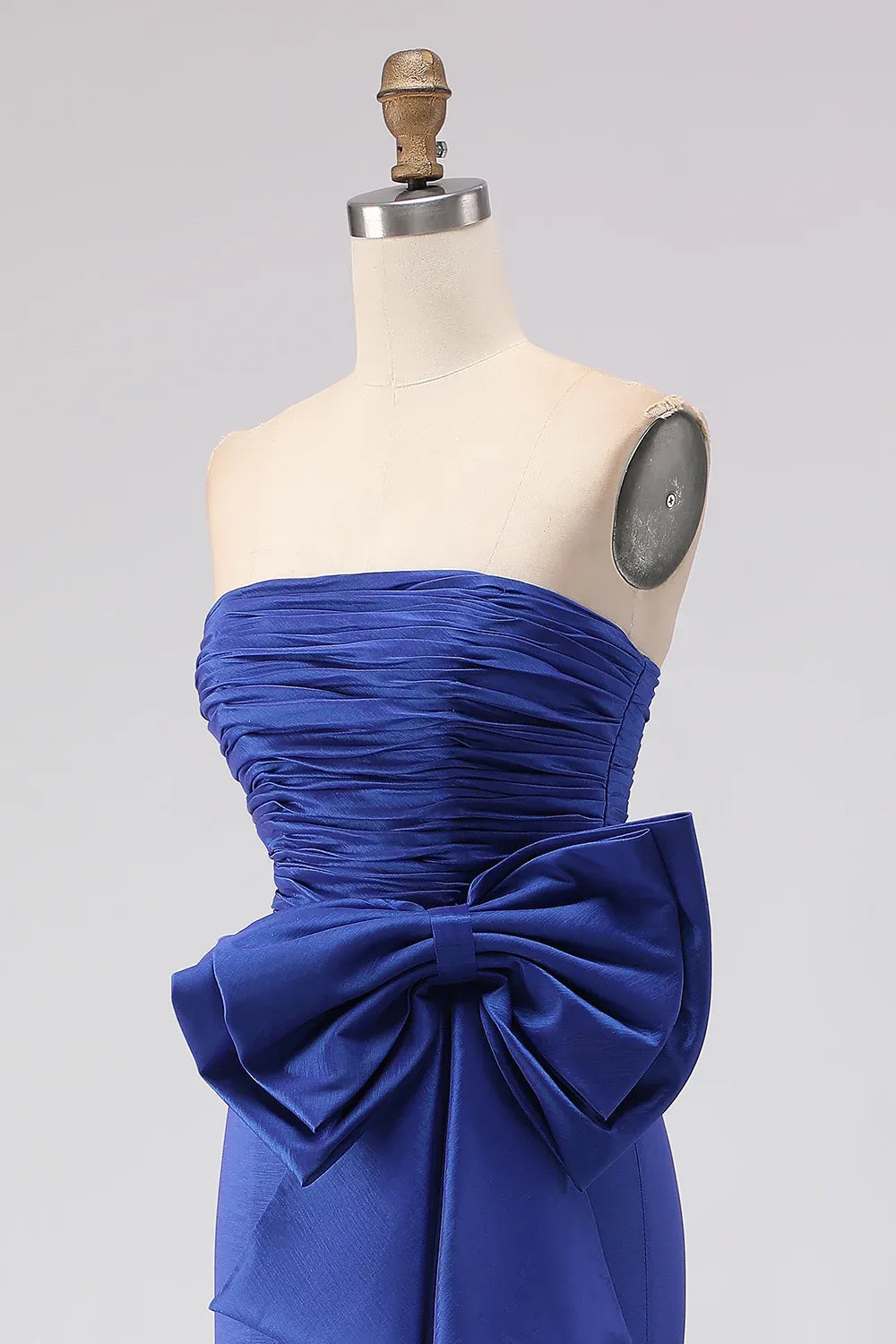 Graceful Mermaid Strapless Sleeveless Ruched Floor-Length Prom Dress
