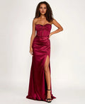 Graceful Mermaid Strapless Sleeveless Slit Floor-Length Prom Dress