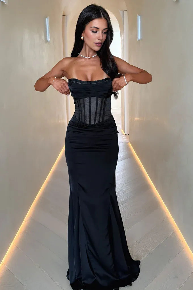 Graceful Mermaid/Trumpet Corset Sleeveless Floor-Length Prom Dress