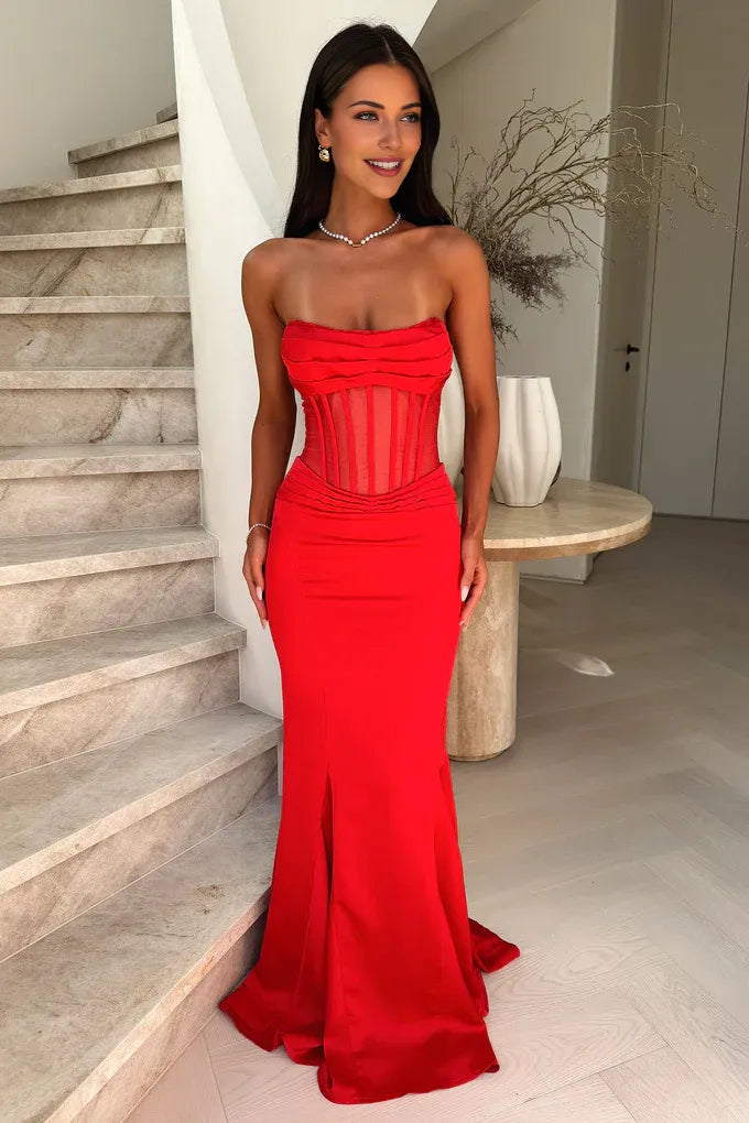 Graceful Mermaid/Trumpet Corset Sleeveless Floor-Length Prom Dress