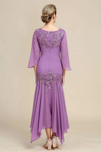 Graceful Mermaid V Neck Long Sleeve Appliques Floor-Length Mother of the Bride Dress