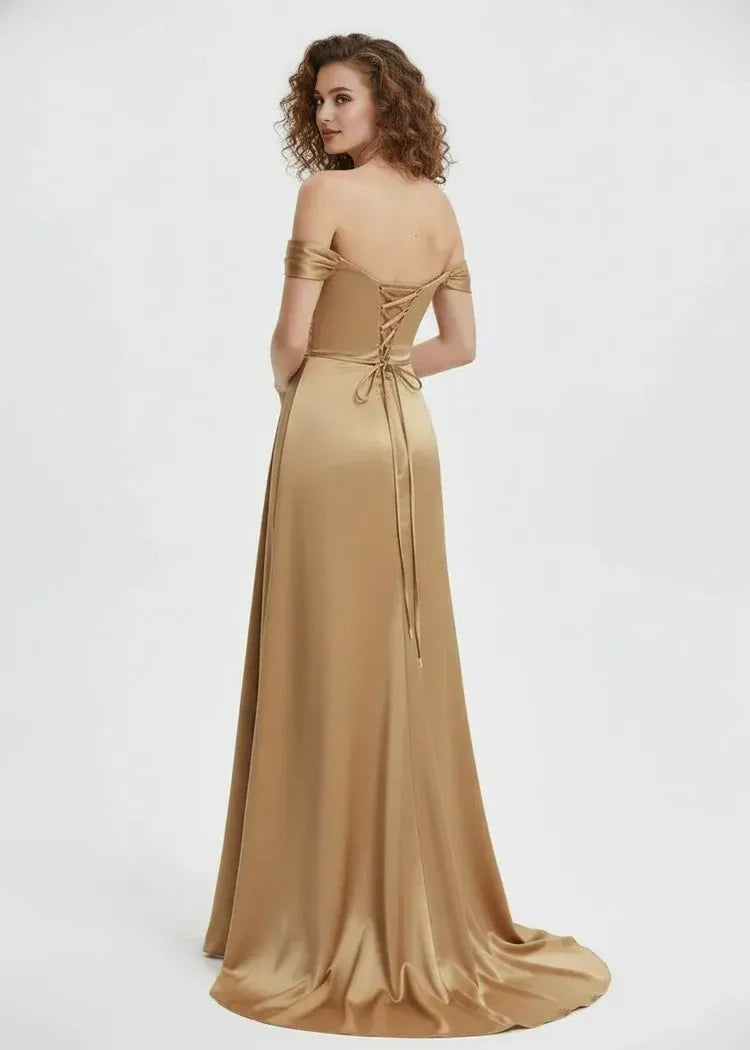 Graceful Mermaid V Neck Sleeveless Slit Sweep Train Prom Dress