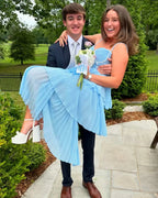 Graceful Off The Shoulder Sleeveless A-Line Tiered Floor Length Party Dress