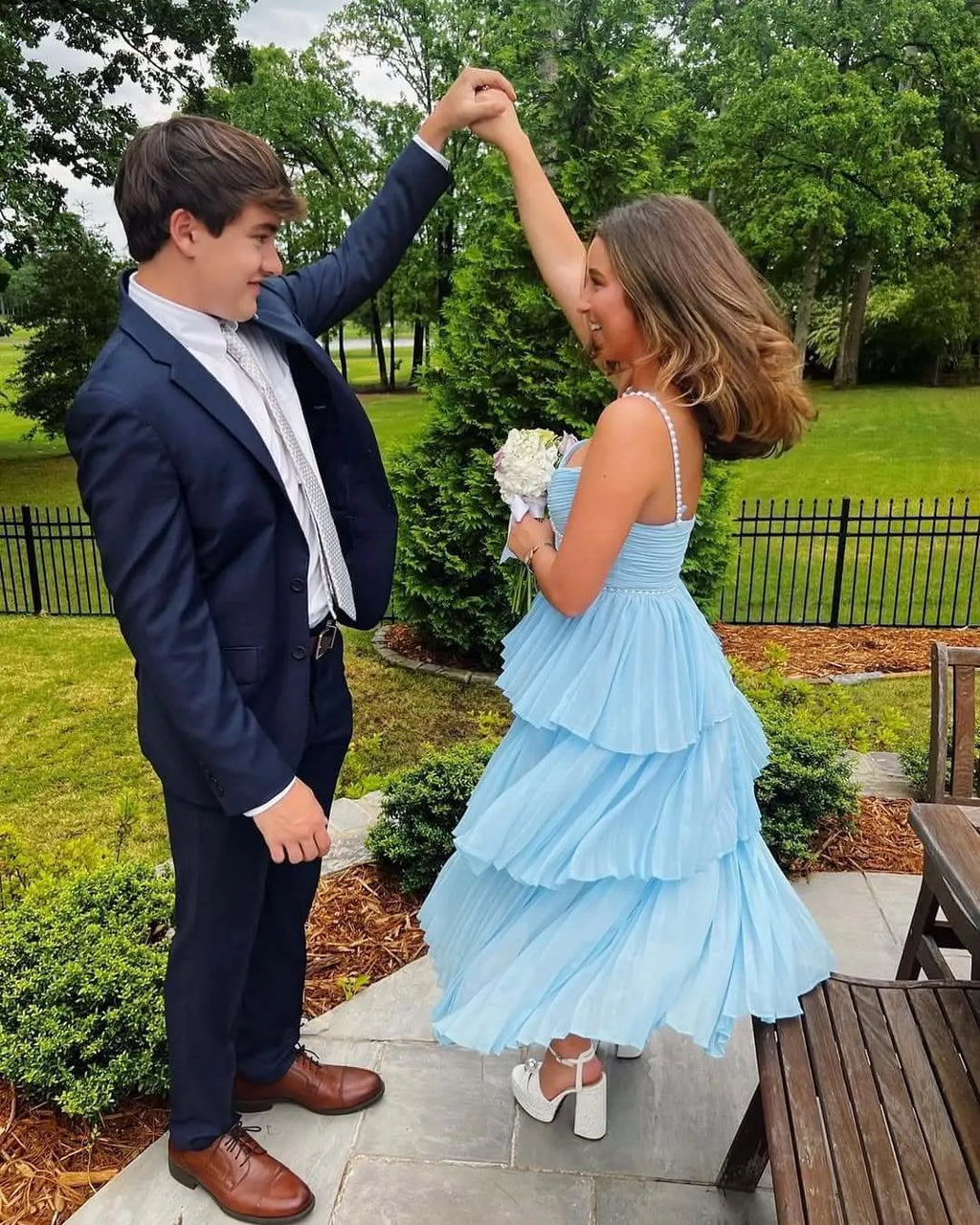 Graceful Off The Shoulder Sleeveless A-Line Tiered Floor Length Party Dress