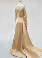 Graceful Sheath/Column Off-The-Shoulder Sleeveless Sequins Floor-Length Prom Dress