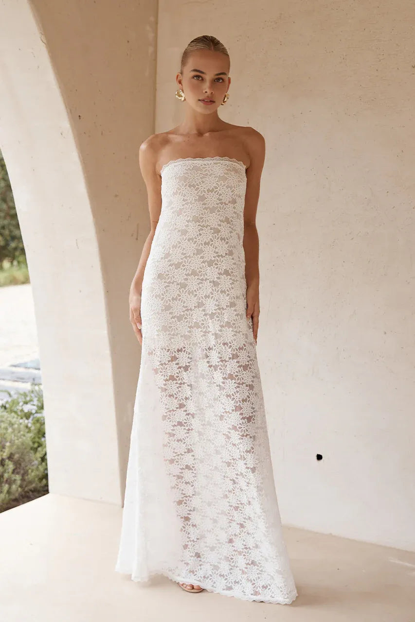 Graceful Sheath/Column Strapless Sleeveless Floor-Length Prom Dress