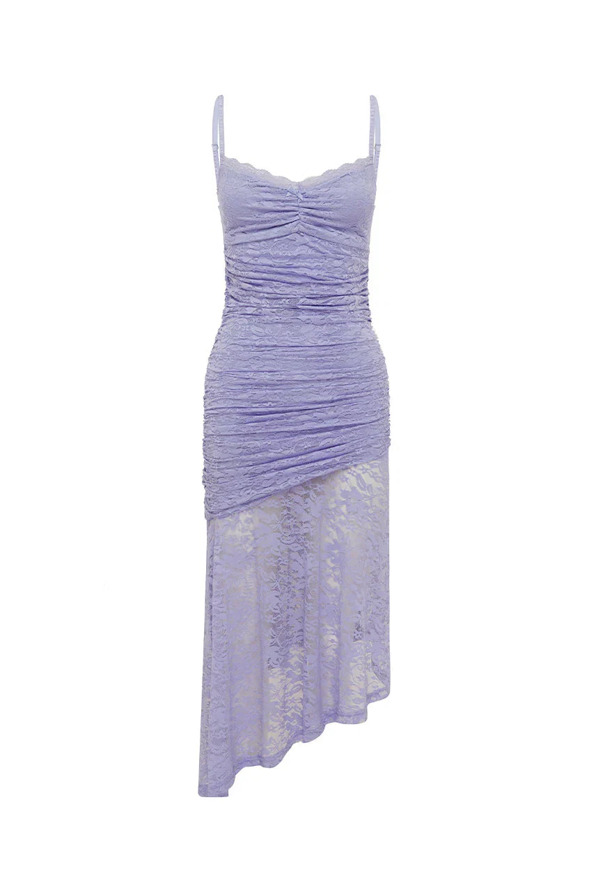 Graceful Slim Adjustable Straps Sleeveless Ruched Asymmetrical-Length Prom Dress