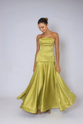 Graceful Strapless Sleeveless A-Line Pleated Floor-Length Prom Dress