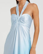 Gradient A-Line Halter Neck Sleeveless Backless Asymmetrical-Length Prom Dress