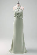 Halter Neck Sleeveless Sheath Modern Floor length Party Dress For Sale For Ladies ﻿