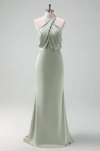 Halter Neck Sleeveless Sheath Modern Floor length Party Dress For Sale For Ladies ﻿