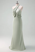 Halter Neck Sleeveless Sheath Modern Floor length Party Dress For Sale For Ladies ﻿
