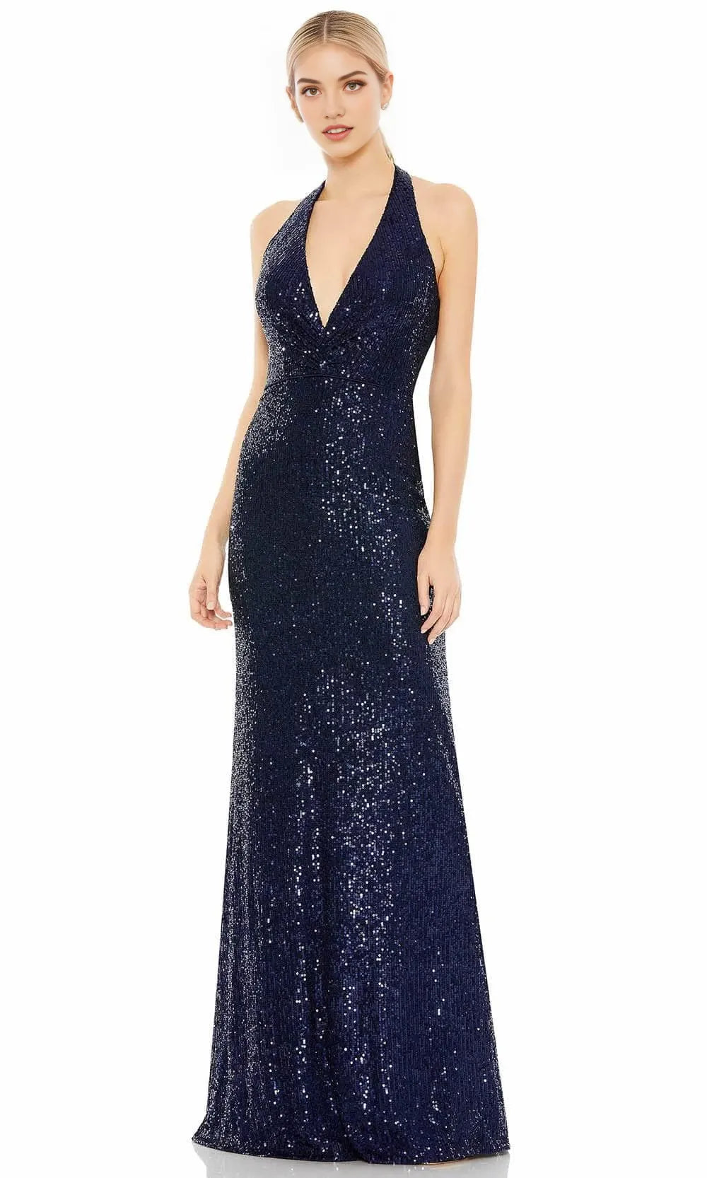 Halter Neck Sleeveless Sheath Shiny Off the shoulder Floor length Prom Dress Hot Sale For Ladies