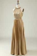 Halter Neck Sleeveless Sheath Trendy Off the shoulder Floor length Party Dress Hot Sale For Ladies