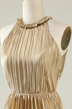 Halter Neck Sleeveless Sheath Trendy Off the shoulder Floor length Party Dress Hot Sale For Ladies