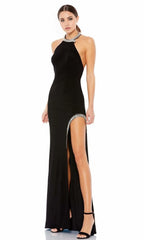 Halter Neck Sleeveless Sheath Unique Floor length Long Prom Dress For Sale For Women