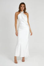 Halter Gown Elegant Prom Dresses For Ladies No Slit Backless Sleeveless Simple Discount Floor Length Prom Dresses
