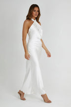Halter Gown Elegant Prom Dresses For Ladies No Slit Backless Sleeveless Simple Discount Floor Length Prom Dresses
