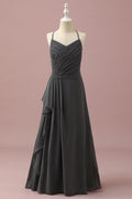 Halter Sleeveless A-Line Classic Off the shoulder Floor length Party Dress For Sale For Ladies