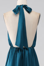 Halter Sleeveless A-Line Classic Off the shoulder Floor length Party Dress For Sale For women