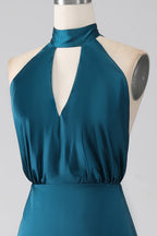 Halter Sleeveless A-Line Classic Off the shoulder Floor length Party Dress For Sale For women