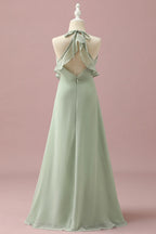 Halter Sleeveless A-Line Modern Off the shoulder Floor length Party Dress For Sale For Ladies