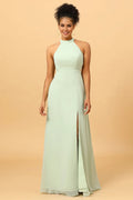 Halter Sleeveless A-line Elegant Off the shoulder Floor length Party Dress Buy For women
