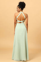 Halter Sleeveless A-line Elegant Off the shoulder Floor length Party Dress Buy For women