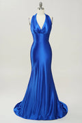Halter Sleeveless Mermaid Fashion Off the shoulder Floor length Party Dress Hot Sale For Ladies