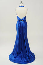 Halter Sleeveless Mermaid Fashion Off the shoulder Floor length Party Dress Hot Sale For Ladies