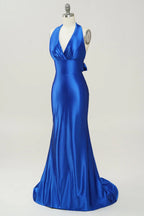 Halter Sleeveless Mermaid Fashion Off the shoulder Floor length Party Dress Hot Sale For Ladies